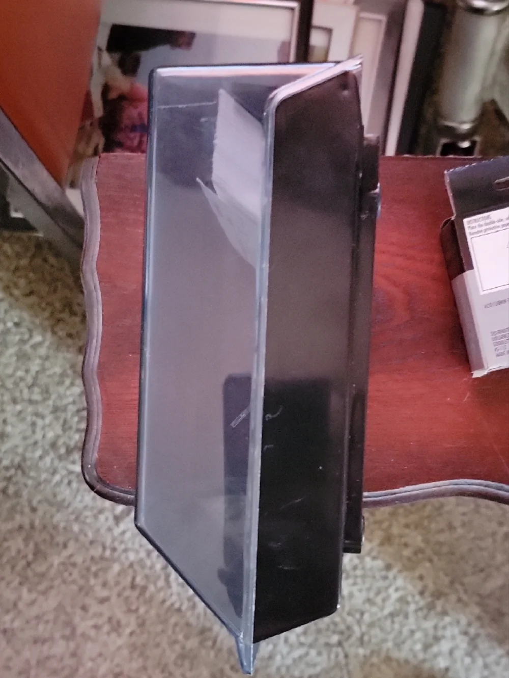 Black Index Card/File Holder with White Cards & Adhesive Mounting Squares